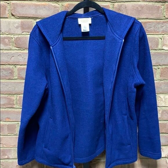 Talbots Navy Fleece Hooded Full Zip Jacket - Picture 6 of 6